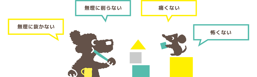 無理に削らない、無理に抜かない、痛くない、怖くない