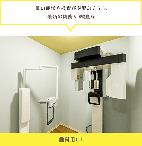 「重い症状や検査が必要な方には最新の精密3D検査を」歯科用CT